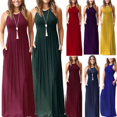 

Fashion Women&39s T-Shirt Long Maxi Dress Evening Party Solid Shirt Dress Summer