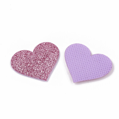 

Glitter PU Patches with Non Woven Fabric Back&Sponge Inside Heart Violet 28x3536x3mm