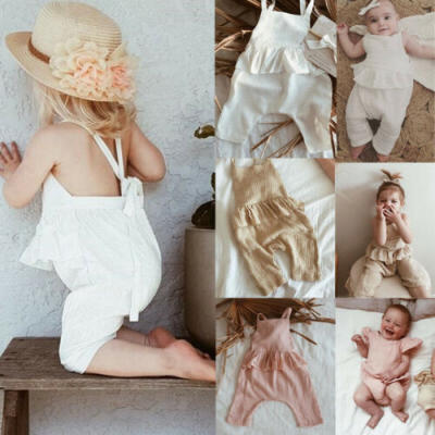 

Newborn Infant Baby Girl Linen Dungarees Romper Jumpsuit Playsuit Clothes Outfit