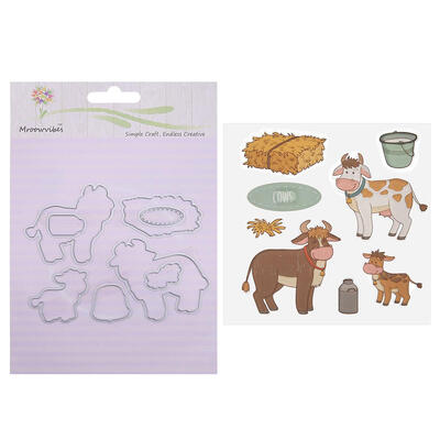 

Milk Cows Stamps Metal Cutting Dies Frame Stencils Scrapbooking DIY Craft