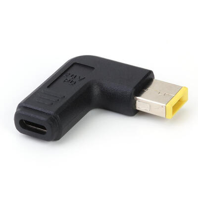 

90 Degree Type-C Female to Square DC Male Plug Adapter for Lenovo Thinkpad