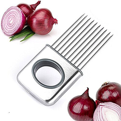 

Onion Holder Slicer Potato Tomato Lemon Aid Cutting Chopper Fork Stainless Steel