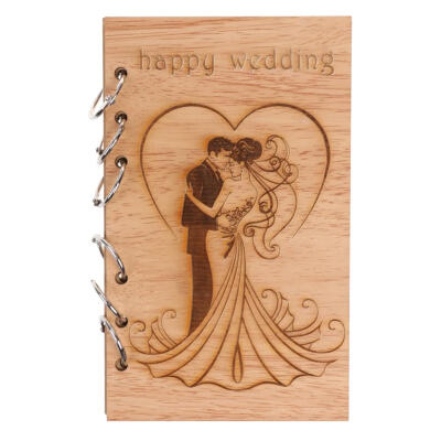 

Wedding Guest Books Wooden Retro Hollow Lace Notebook Name Sign Board Gifts