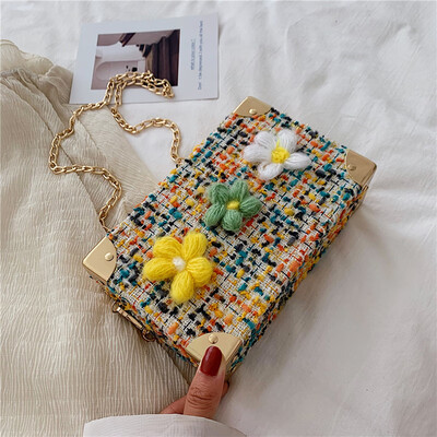 

Ins super fire bag female 2019 new wave fashion cute box bag wild chain shoulder slung small square bag