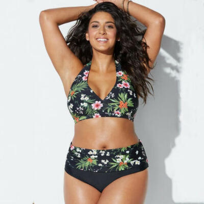 

Women Push Up Padded Plus SizeFloral Bikini swimsuit Bathing High Waist swimwear