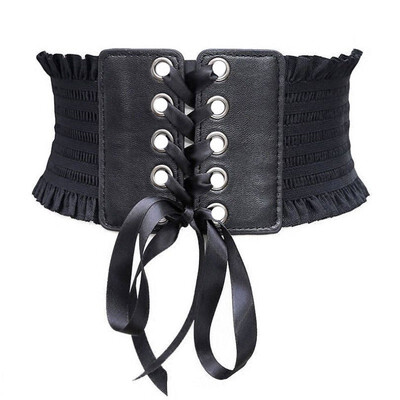 

Women Ladies Soft PU Leather Wrap Around Tie Corset Cinch Waist Wide Dress Belt