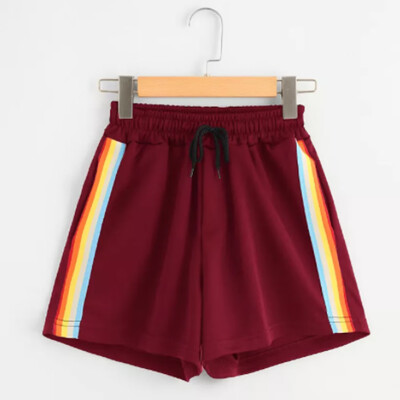 

Tailored Womens Striped Mid Waist Loose Shorts Drawstring Waist Ringer Shorts Pants