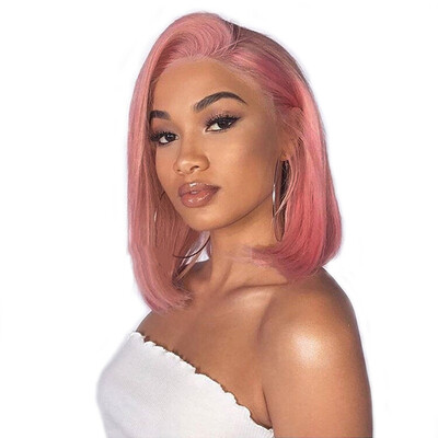

〖Follure〗Womens Fashion Front lace Wig Long Wave Pink Natural Looking Women straig Wigs
