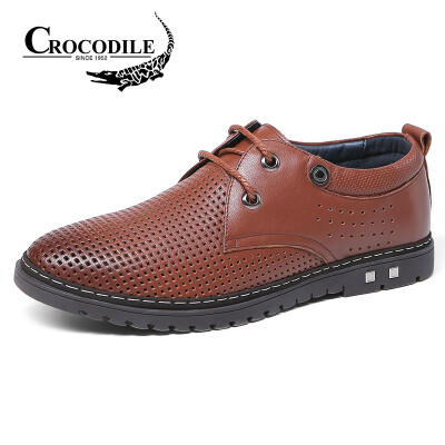 

Crocodile Shirt CROCODILE Breathable Comfort Strap Business Casual Mens Leather Shoes Brown 38