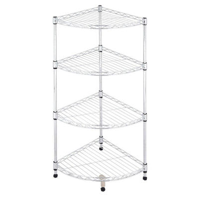 

4-Tier Corner Rack Display Shelf Kitchen Bathroom Storage Wire ShelvingWhite