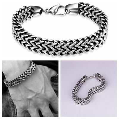 

Men&39s Stainless Steel Bracelet & Bangle 22cm Cool Silver Vintage Snake Chain New