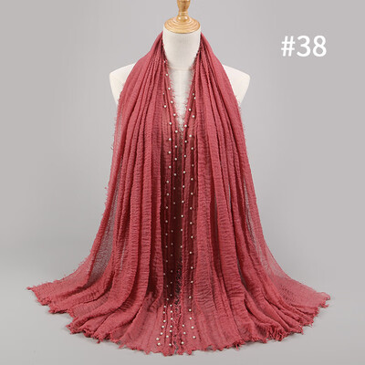 

Solid color high quality hairy cotton yarn pearl accessories headscarf cotton&crease monochrome womens scarf hot sale