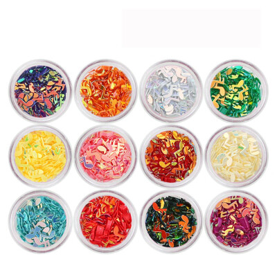 

Toponeto 12pcs Nail Glitter Note Nail Strips Phototherapy Nail Sequins