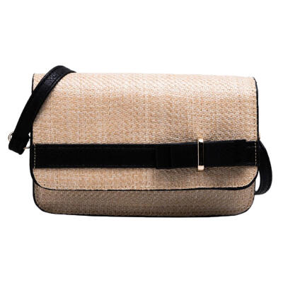 

Bowknot Decor Shoulder Handbags Women Straw Woven Flap Small Crossbody Bags