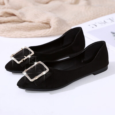 

2019 new shoes womens flat bottom soft metal square buckle comfortable work shoes work shoes womens shoes