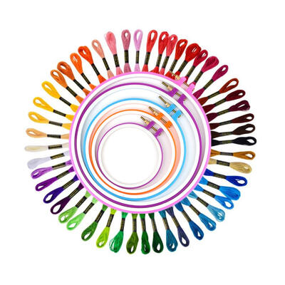 

5pcs Plastic Embroidery Frames DIY Craft Needlework Sewing Hoop with Thread