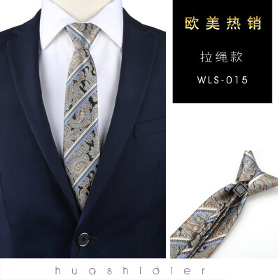 

Spot stripe mens business plaid cashew tie 8CM convenient zipper drawstring cross-border tie custom