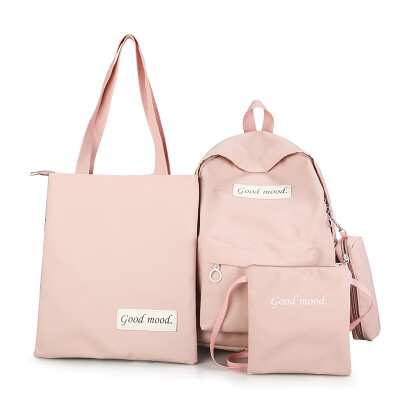 

Double shoulder bag female four-piece schoolbag female Korean version of campus style high school students junior high school canv