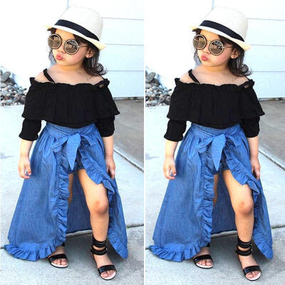 

Toddler Baby Girls Off Shoulder Top T-shirt Skirt Dress Pants Outfits Clothes