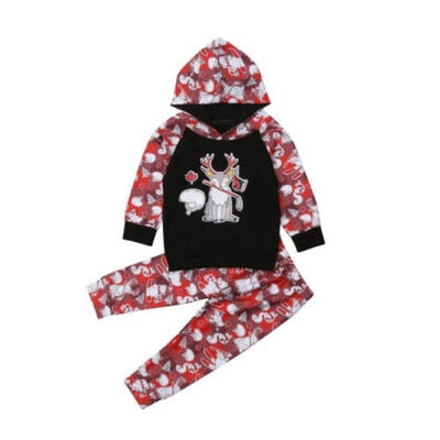 

Newborn Toddler Baby Boy Girl Hooded Sweater TopsPants Outfits Set Clothes 2pcs