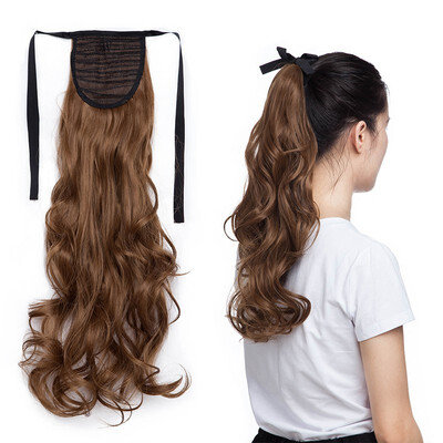 

One Piece Tie Up Ponytail Clip in Hair Extensions Hairpiece Binding Pony Tail Extension for Girl Lady Woman