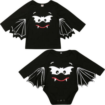 

Newborn Kid Baby Girl Boy Halloween Clothes Bat Romper Bodysuit Tops T-Shirt Set