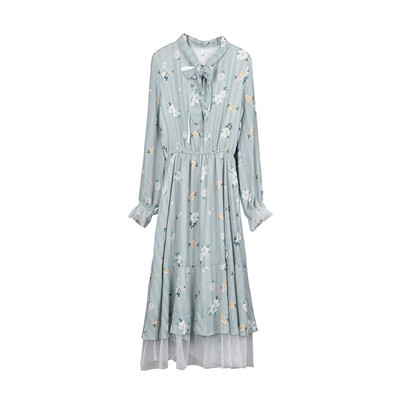

Qiu dong render new floral chiffon dress