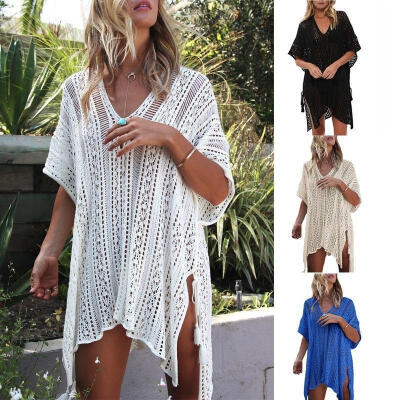 

FASHION WOMEN LACE CROCHET BIKINI BEACHWEAR COVER UP BEACH DRESS SUMMER BATHING SUIt