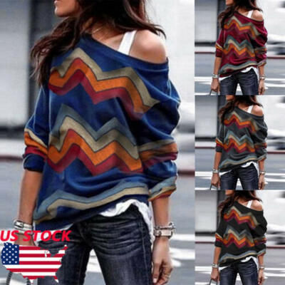 

Plus Size Women One Shoulder Hoodie Sweatshirt Long Sleeve Sweater Pullover Tops