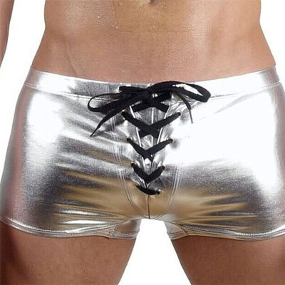 

Men Shiny Lingerie Leather Bikini Boxer Briefs Shorts Underwear Trunks Swimwear