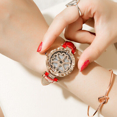 

Black technology watch female students non-automatic mechanical womens watch hollow waterproof