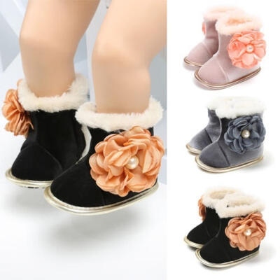 

Infant Toddler Baby Gilrs Flower Bow Moccasins Boots Winter Soft Sole Shoes Boot