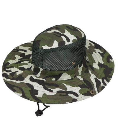 

Fashion Outdoor Wide Brim Camouflage Fisherman Bucket Boonie Hat Anti UV Cap