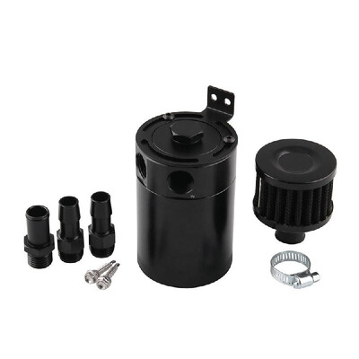 

Aluminum Alloy Baffled Oil Catch Can 2 Port with Filter Engine Air Oil Separator Tank