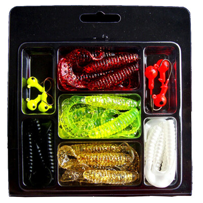 

Saidsome 30Pcs Soft Worm Lure Lure Set Head Jig Hooks Fishing Baits Set Tackle fishing bait fishing lure