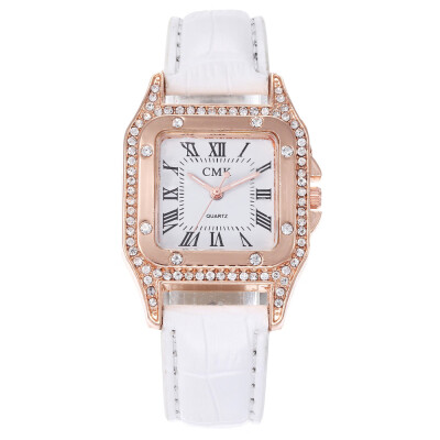 

Fashion Square Ladies Watches Retro Diamond Dial Reloj hombre Leather Casual Female Clock Baracelet Watch Montre Feminino 533