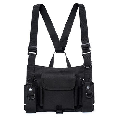 

Wearable Outdoor Combat Black Vest Chest Pack Reflective Strip Hip-hop Vest