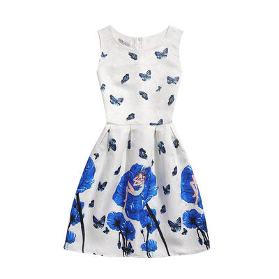 

Children Girls Princess Dress Sleeveless Kids Dresses For Girls Printed Casual Children Clothing Vestido Infantil 8-13Y