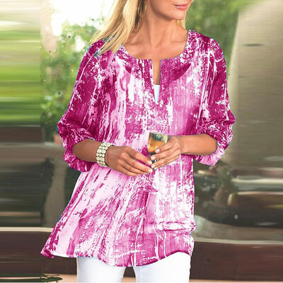 

Starmoon Womens Casual Retro Half Sleeve Shirt Print Ladies Summer Casual Blouse Tops