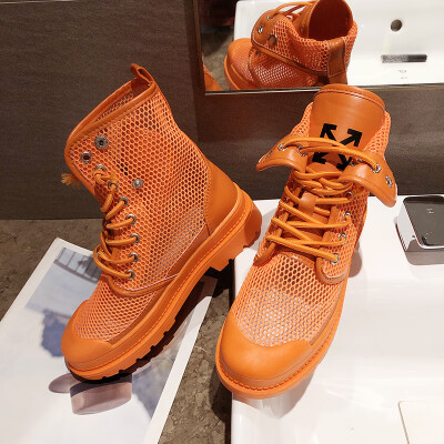 

Summer hip hop womens shoes casual lace breathable mesh Martin boots chic net red lady high-top shoes