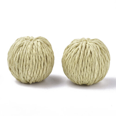 

Handmade Paper Woven Beads with Wood Inside Imitation Raffia Round ChampagneYellow 1922x1820mm