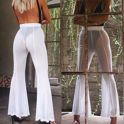 

Women Beach Mesh Sheer Bikini Cover Up Swimwear Beachwear Pant Trousers Long
