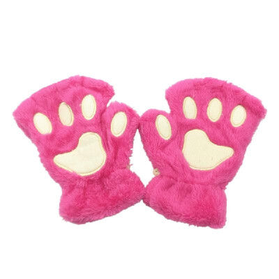 

Women Super Lovely Bear Plush Cat Paw Claw Glove Soft Winter Fingerless Mitten Gloves