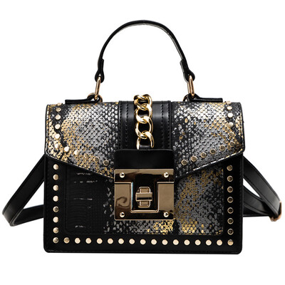 

Women Retro Serpentine Crossbody Bags Fashion Snake Print Messenger Bag PU Leather Flap Shoulder Bag Designer Handbag T2G