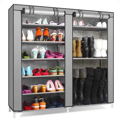 

Portable Shoe Rack Boot Shelf Shelves Storage Closet Organizer Cabinet w Cover