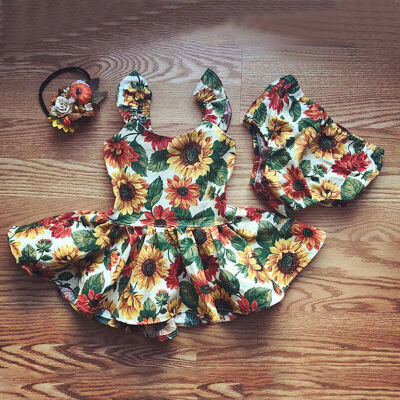 

2pcs Kids Baby Girls Outfits Clothes Sunflower Top DressBottoms Flower Clothes