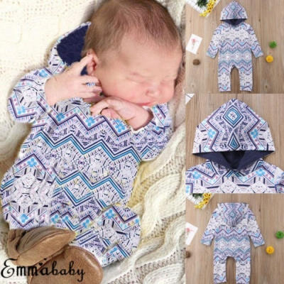 

Kids Baby Boy Warm Infant Romper Jumpsuit Bodysuit Hooded Clothes Sweater Outfit