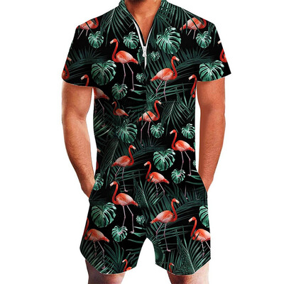 

Men Romper Street Casual Cargo Pants Jumpsuit Overall T-Shirt Shorts Set