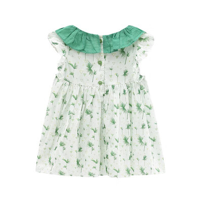 

DOU DOU YI CHU childrens clothing girls cotton pleated sleeveless dress summer 9193