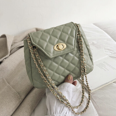

Lingge chain bag ins simple lock new 2019 Korean version of Joker small fresh shoulder Messenger bag